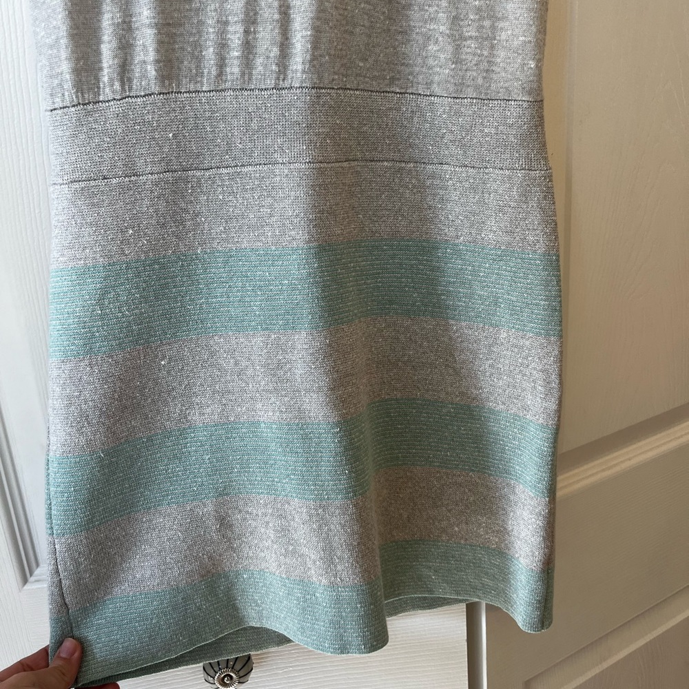 Theory Riane Riflex Drop Waist Tank Dress, Gray/Mint Green, Size M - Picture 2 of 7